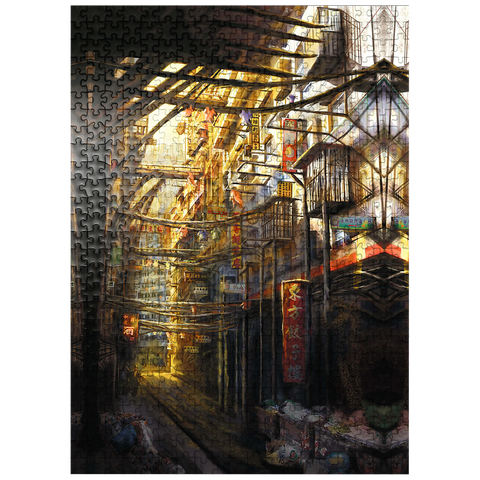 puzzleplate -Kowloon-China Cyberpunk Landscape - Anthony Christou 500 Jigsaw Puzzle