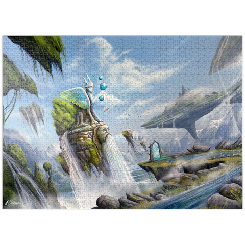 puzzleplate -Waterfalls Dreamscape Argolida Surreal Landscape -Anthony Christou 1000 Jigsaw Puzzle
