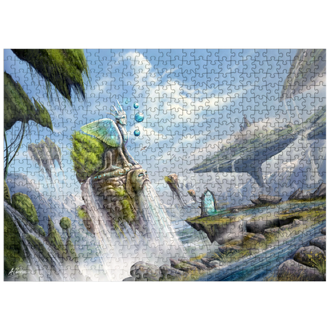 puzzleplate -Waterfalls Dreamscape Argolida Surreal Landscape -Anthony Christou 500 Jigsaw Puzzle