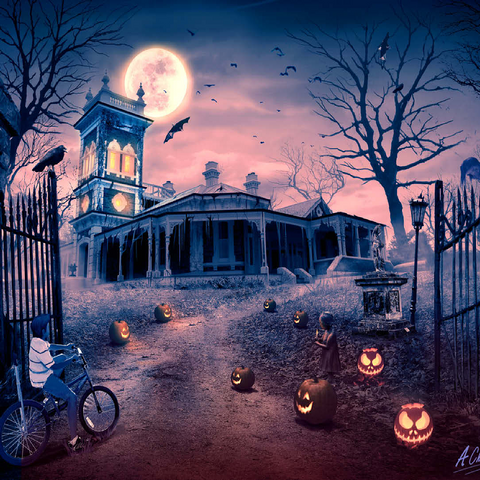 Halloween Horror Manor of Madness Haunted House - Anthony Christou 100 Jigsaw Puzzle 3D Modell