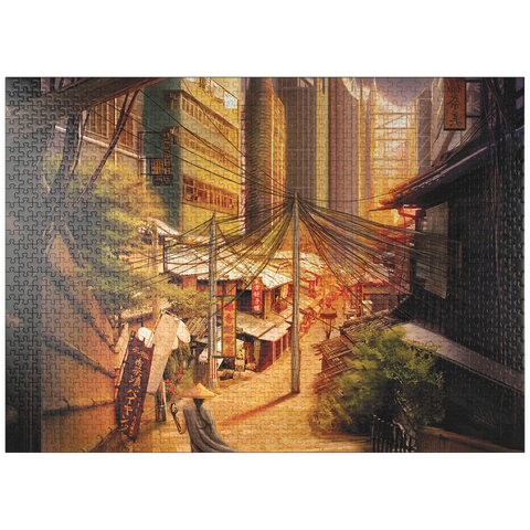 puzzleplate Cyberpunk Tokyo Markets Japan - Anthony Christou 1000 Jigsaw Puzzle