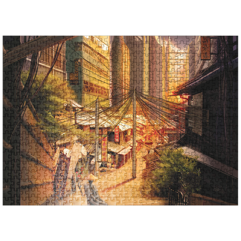 puzzleplate Cyberpunk Tokyo Markets Japan - Anthony Christou 500 Jigsaw Puzzle