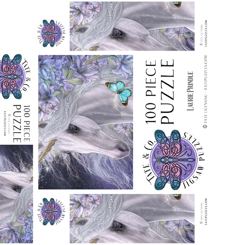 Lillicorn Floral Unicorn - Laurie Prindle 100 Jigsaw Puzzle box 3D Modell