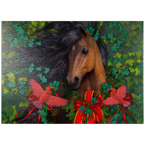 puzzleplate Merry Morgan Christmas Horse - Laurie Prindle 1000 Jigsaw Puzzle