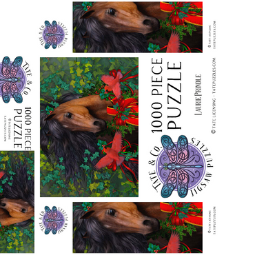 Merry Morgan Christmas Horse - Laurie Prindle 1000 Jigsaw Puzzle box 3D Modell