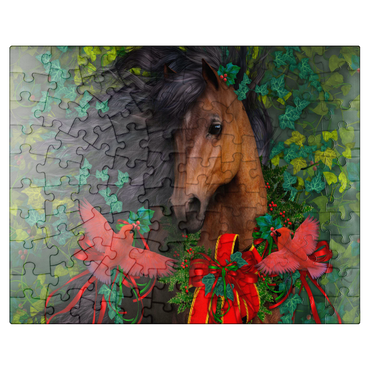 puzzleplate Merry Morgan Christmas Horse - Laurie Prindle 100 Jigsaw Puzzle