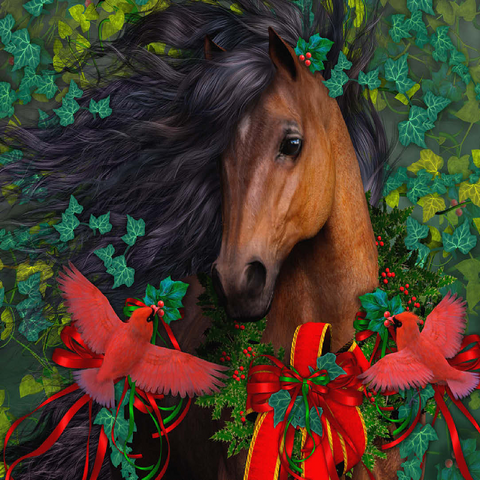 Merry Morgan Christmas Horse - Laurie Prindle 100 Jigsaw Puzzle 3D Modell