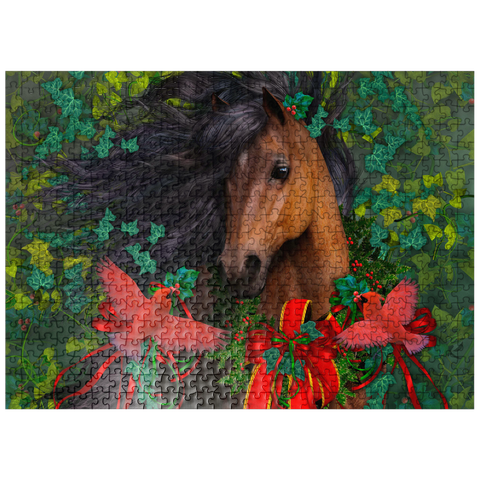 puzzleplate Merry Morgan Christmas Horse - Laurie Prindle 500 Jigsaw Puzzle