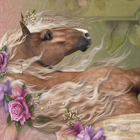 Beau Cheval Horse - Laurie Prindle 500 Jigsaw Puzzle 3D Modell