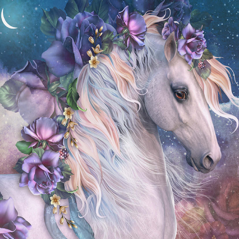 MoonFlower Horse - Laurie Prindle 100 Jigsaw Puzzle 3D Modell