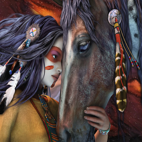 Soul Touch Horse Laurie Prindle 100 Jigsaw Puzzle 3D Modell