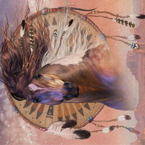 Native Son Native American Horse Laurie Prindle 100 Jigsaw Puzzle 3D Modell