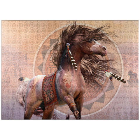 puzzleplate Spirit Warrior Native American Horse Laurie Prindle 1000 Jigsaw Puzzle