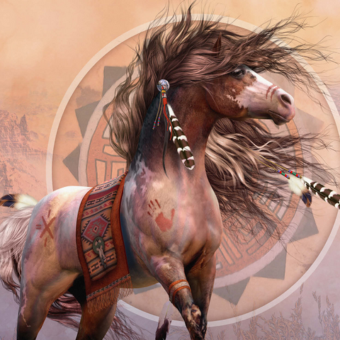 Spirit Warrior Native American Horse Laurie Prindle 1000 Jigsaw Puzzle 3D Modell