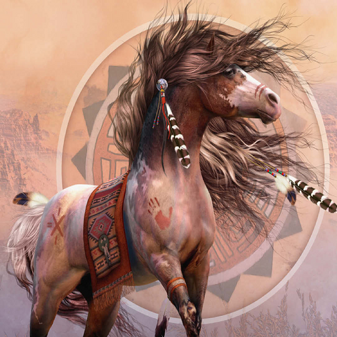 Spirit Warrior Native American Horse Laurie Prindle 100 Jigsaw Puzzle 3D Modell