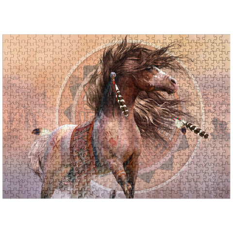 puzzleplate Spirit Warrior Native American Horse Laurie Prindle 500 Jigsaw Puzzle