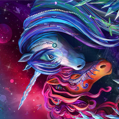 Crystal Garden Unicorns - Rose Cat Khan 1000 Jigsaw Puzzle 3D Modell