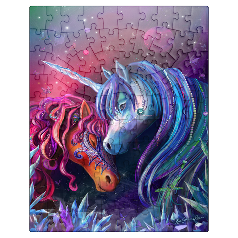 puzzleplate Crystal Garden Unicorns - Rose Cat Khan 100 Jigsaw Puzzle