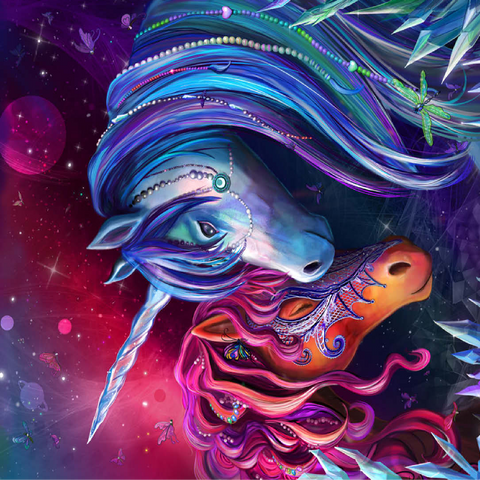 Crystal Garden Unicorns - Rose Cat Khan 100 Jigsaw Puzzle 3D Modell