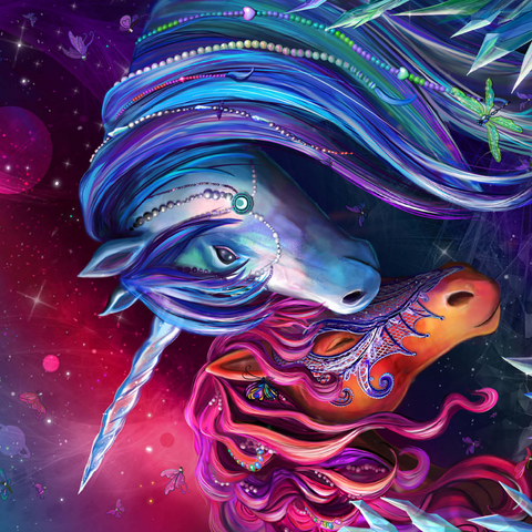 Crystal Garden Unicorns - Rose Cat Khan 500 Jigsaw Puzzle 3D Modell