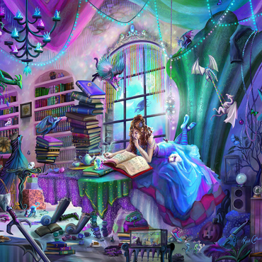 Magic Study Violet Edition - Rose Cat Khan 1000 Jigsaw Puzzle 3D Modell