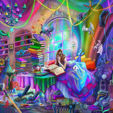 Magic Study Rainbow Edition - Rose Cat Khan 1000 Jigsaw Puzzle 3D Modell