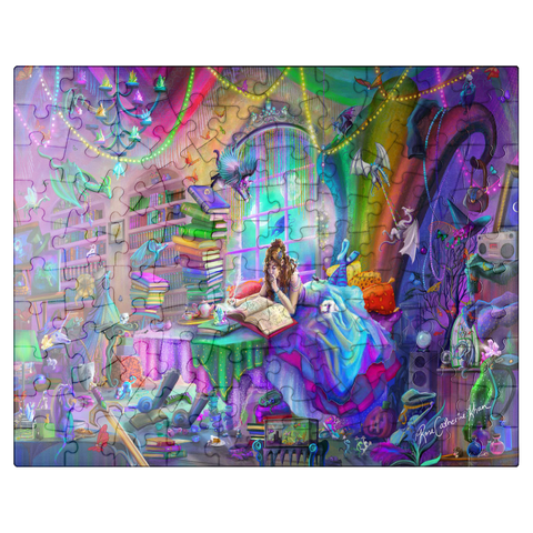 puzzleplate Magic Study Rainbow Edition - Rose Cat Khan 100 Jigsaw Puzzle