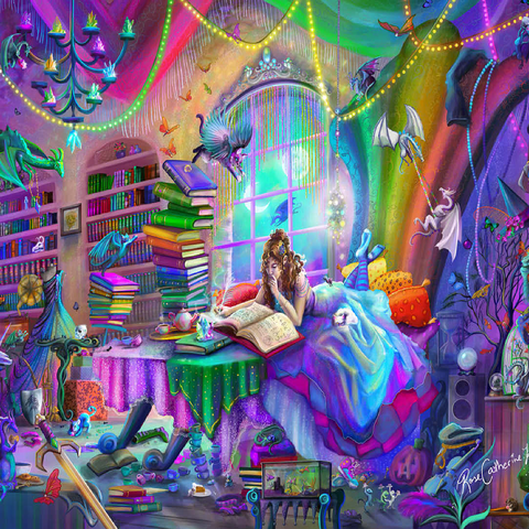 Magic Study Rainbow Edition - Rose Cat Khan 100 Jigsaw Puzzle 3D Modell