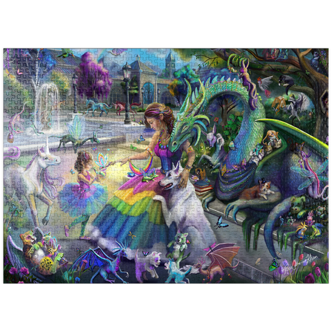 puzzleplate Dragon's Garden - Rose Cat Khan 1000 Jigsaw Puzzle