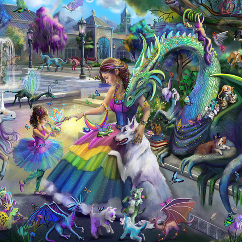 Dragon's Garden - Rose Cat Khan 1000 Jigsaw Puzzle 3D Modell