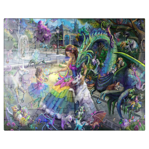 puzzleplate Dragon's Garden - Rose Cat Khan 100 Jigsaw Puzzle