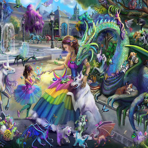 Dragon's Garden - Rose Cat Khan 100 Jigsaw Puzzle 3D Modell