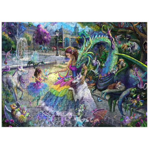 puzzleplate Dragon's Garden - Rose Cat Khan 500 Jigsaw Puzzle