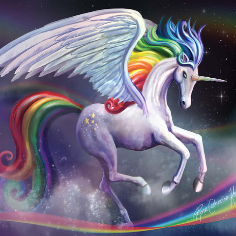 Rainbow Dancer Unicorn - Rose Cat Khan 100 Jigsaw Puzzle 3D Modell