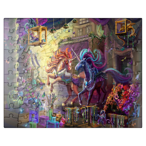 puzzleplate Twilight Unicorn Marketplace - Rose Cat Khan 100 Jigsaw Puzzle