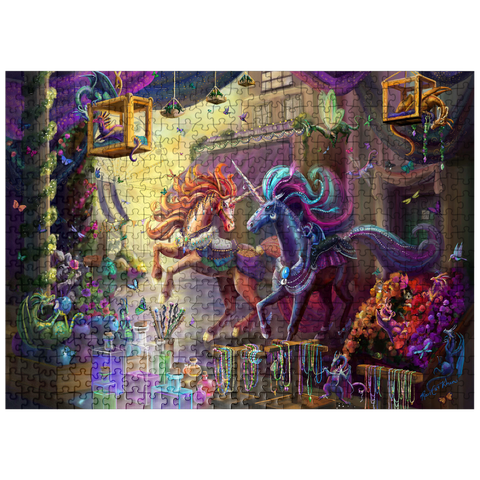 puzzleplate Twilight Unicorn Marketplace - Rose Cat Khan 500 Jigsaw Puzzle