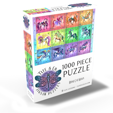 A Dozen Rainbow Unicorns - Rose Cat Khan 1000 Jigsaw Puzzle box view2