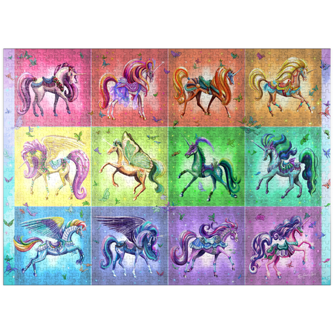 puzzleplate A Dozen Rainbow Unicorns - Rose Cat Khan 1000 Jigsaw Puzzle