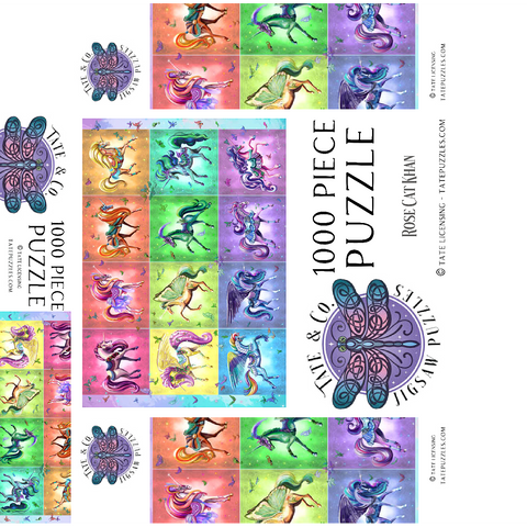 A Dozen Rainbow Unicorns - Rose Cat Khan 1000 Jigsaw Puzzle box 3D Modell