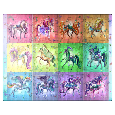 puzzleplate A Dozen Rainbow Unicorns - Rose Cat Khan 100 Jigsaw Puzzle