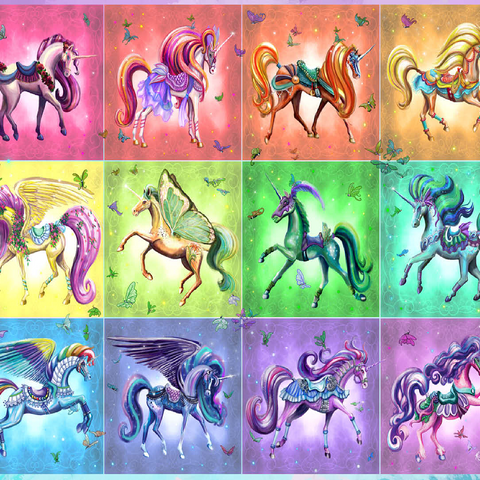 A Dozen Rainbow Unicorns - Rose Cat Khan 100 Jigsaw Puzzle 3D Modell