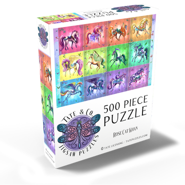 A Dozen Rainbow Unicorns - Rose Cat Khan 500 Jigsaw Puzzle box view2
