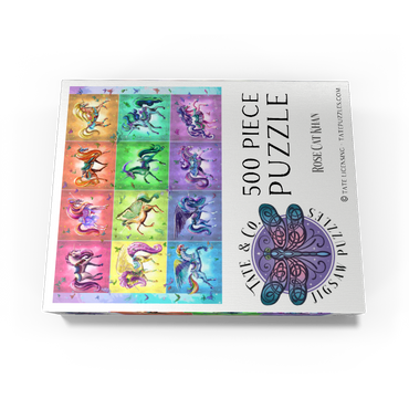 A Dozen Rainbow Unicorns - Rose Cat Khan 500 Jigsaw Puzzle box view3