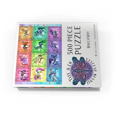 A Dozen Rainbow Unicorns - Rose Cat Khan 500 Jigsaw Puzzle box view3