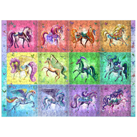 puzzleplate A Dozen Rainbow Unicorns - Rose Cat Khan 500 Jigsaw Puzzle