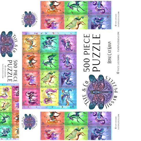 A Dozen Rainbow Unicorns - Rose Cat Khan 500 Jigsaw Puzzle box 3D Modell