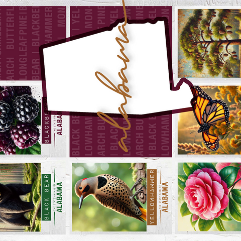 Alabama: State Symbols Poster 1000 Jigsaw Puzzle 3D Modell