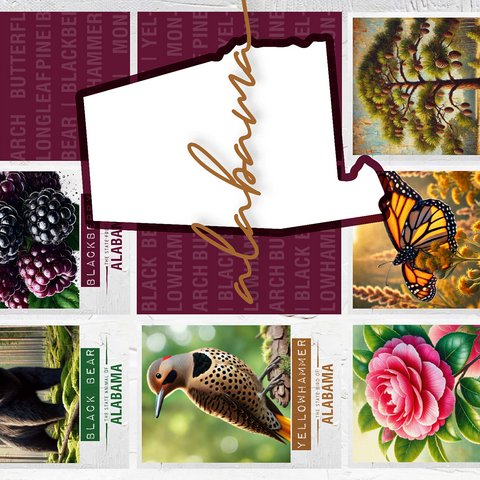 Alabama: State Symbols Poster 500 Jigsaw Puzzle 3D Modell