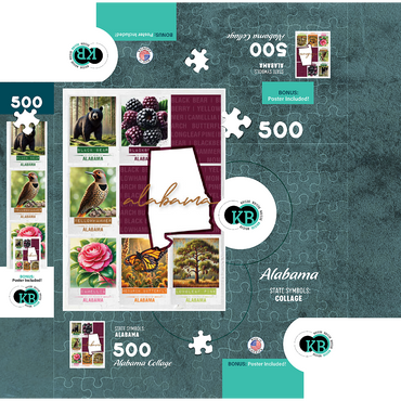 Alabama: State Symbols Poster 500 Jigsaw Puzzle box 3D Modell