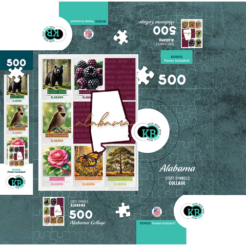 Alabama: State Symbols Poster 500 Jigsaw Puzzle box 3D Modell